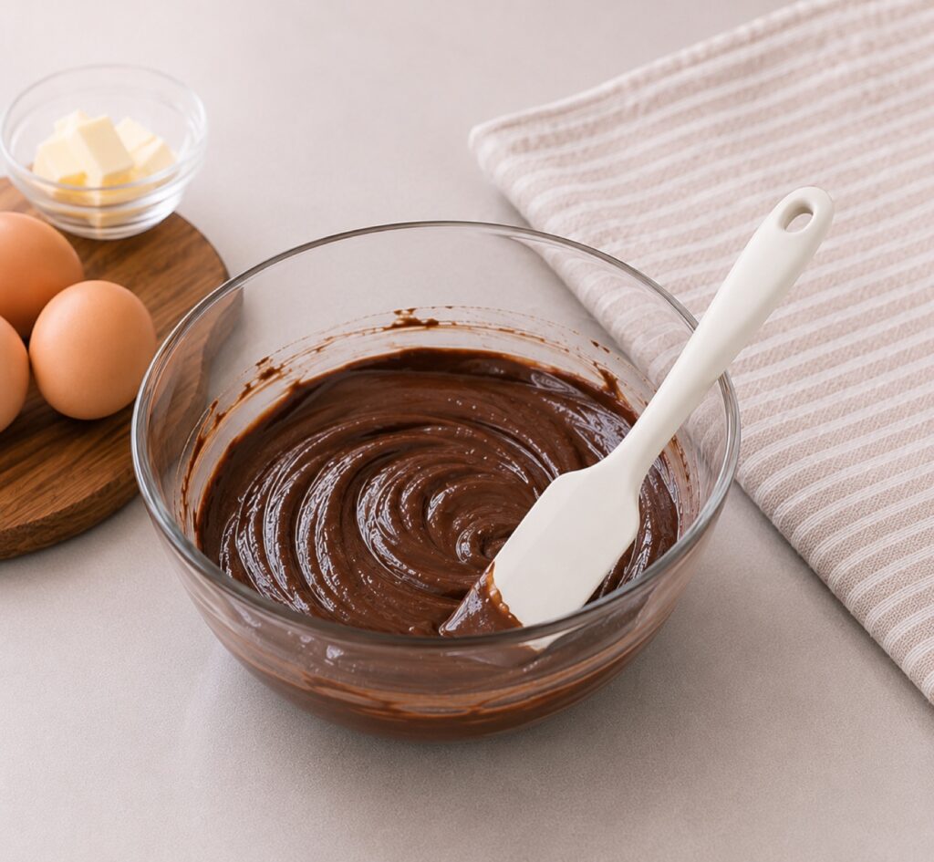 チョコレートを混ぜるHARON HOMEシリコーンスパチュラ