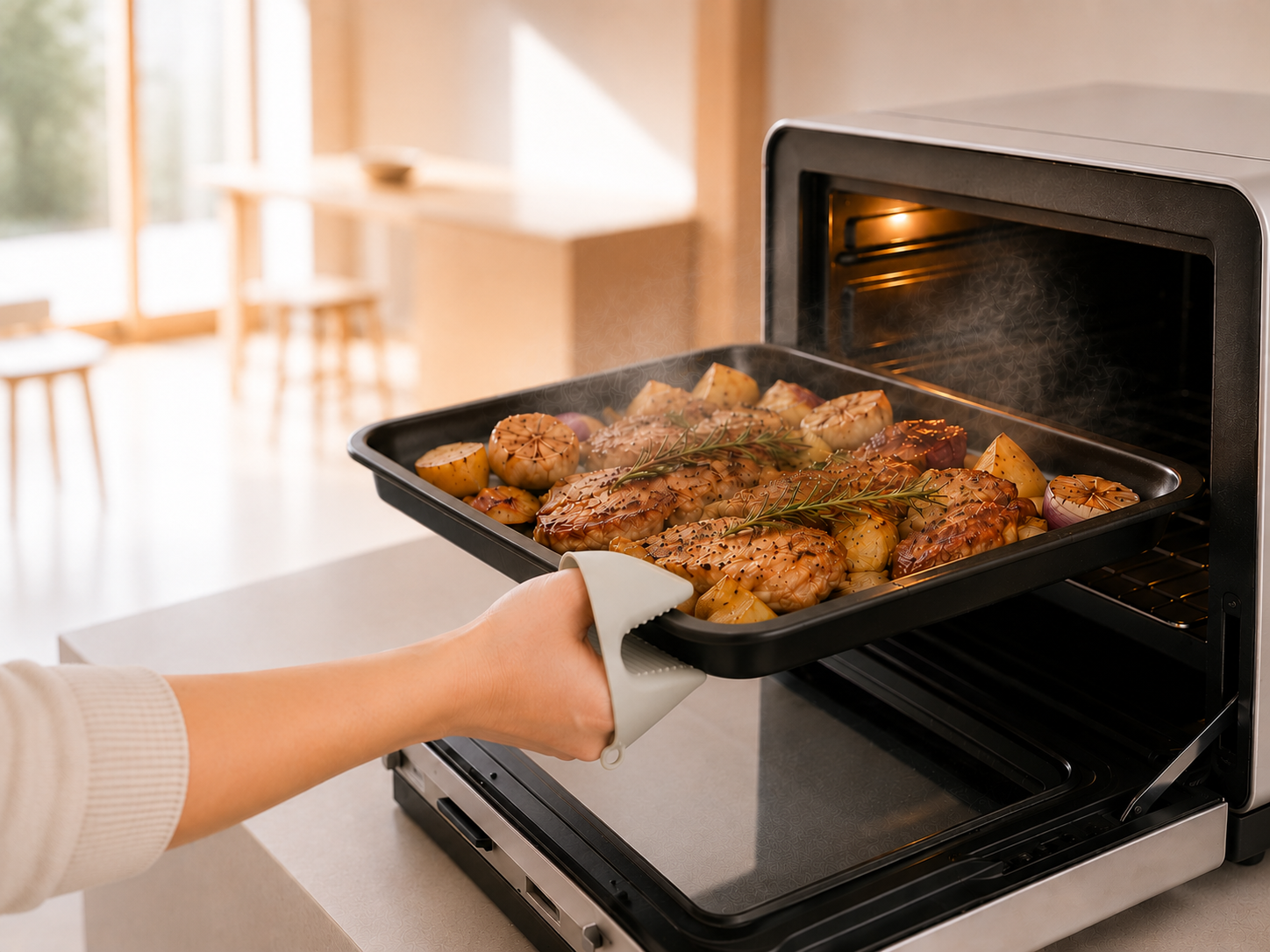 Using Silicone Pot Grippers for Hot Pots and Oven Trays