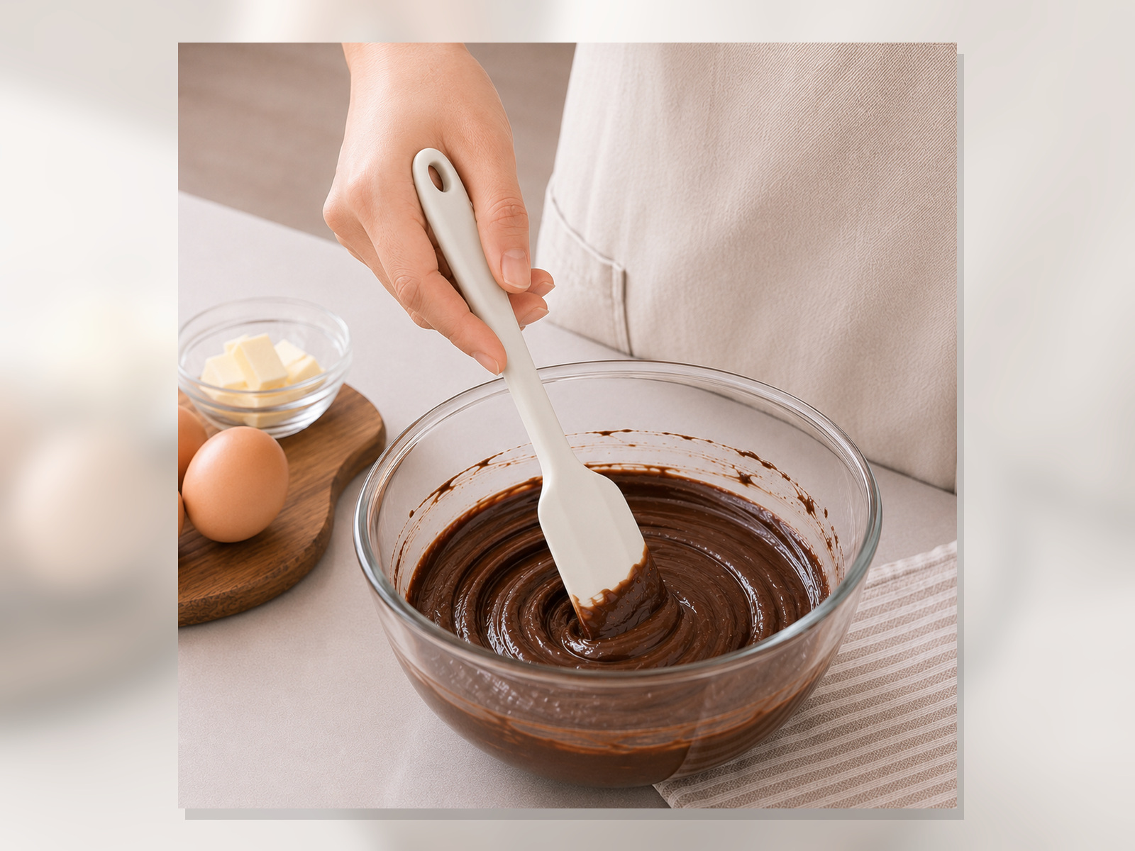 Using a Silicone Spatula to Finish a Bowl Cleanly