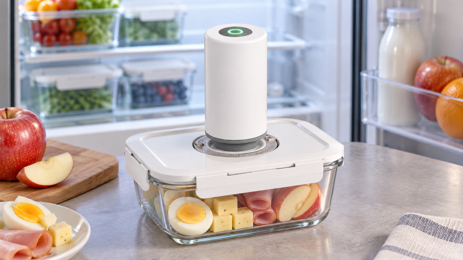 Organizing Breakfast Ingredients with an Electric Vacuum Pump