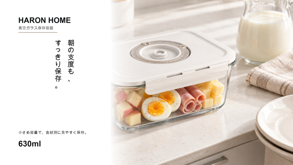 朝食の下ごしらえを見やすくする、真空保存容器630mlの使い方の記事画像